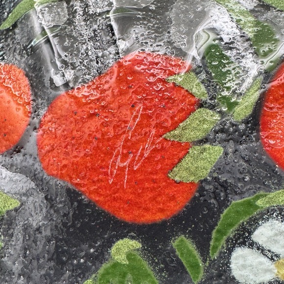 Vintage Fused Art Glass Strawberry Plate Attributed Sydenstricker 7.75" Signed - Picture 4 of 7